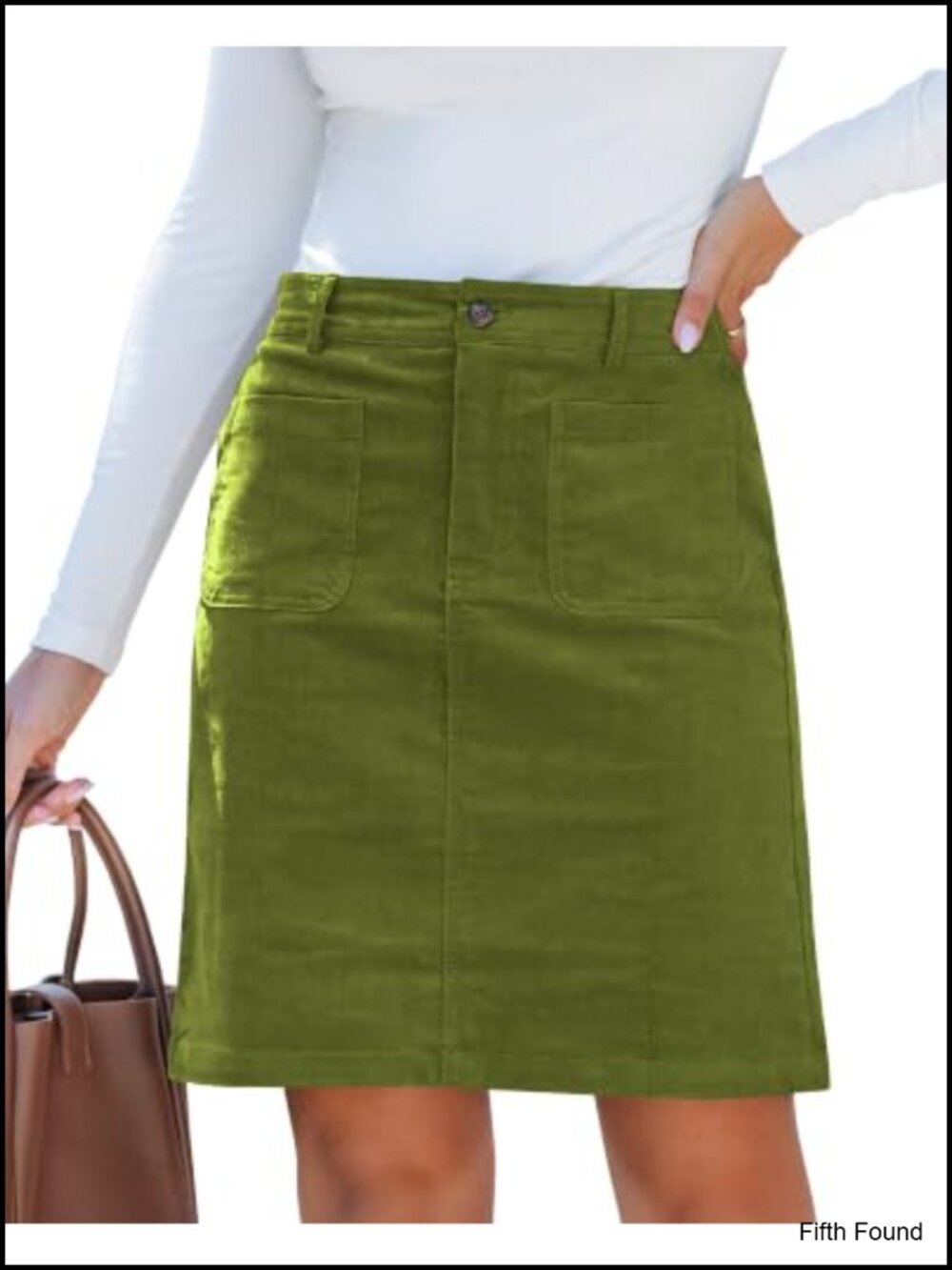 Corduroy High Waisted Mini Skirt with Patch Pockets Casual Stretchy